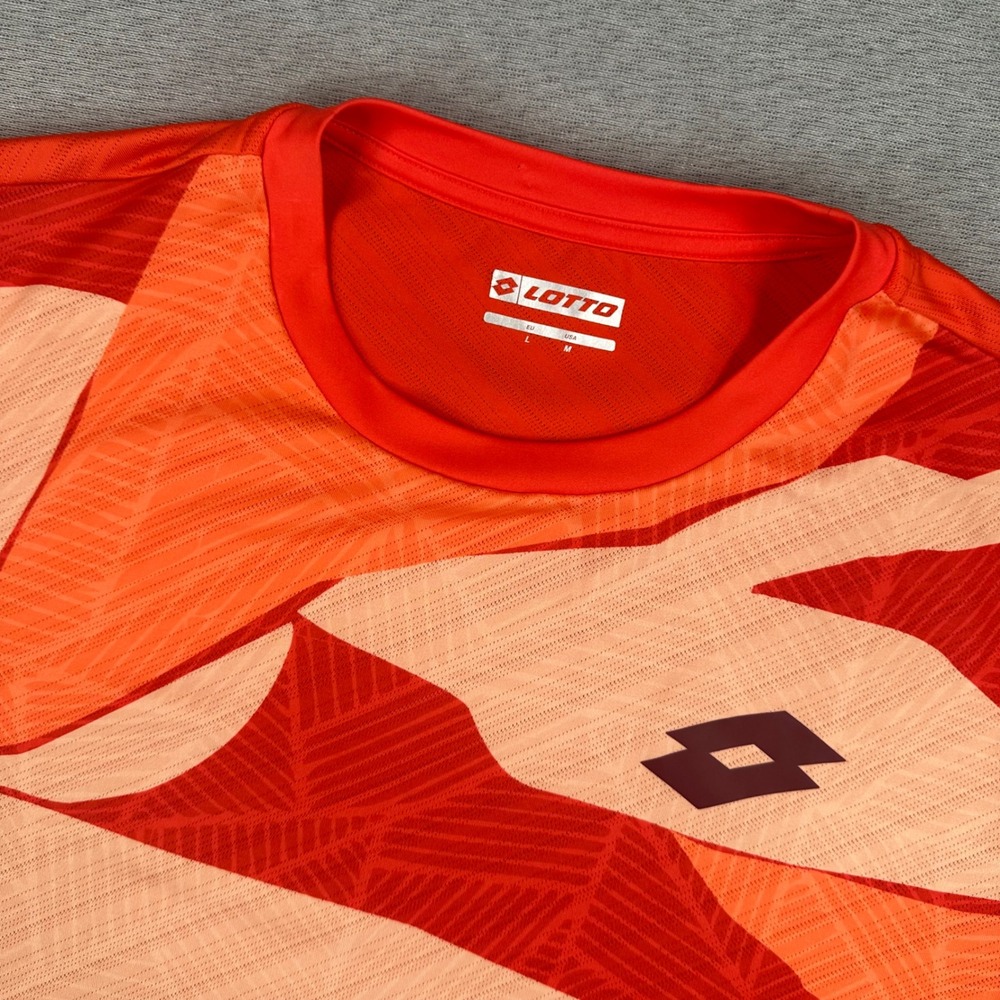 Lotto Shirt Mens M Orange Red Geometric Athletic Deep Dry Training Jersey